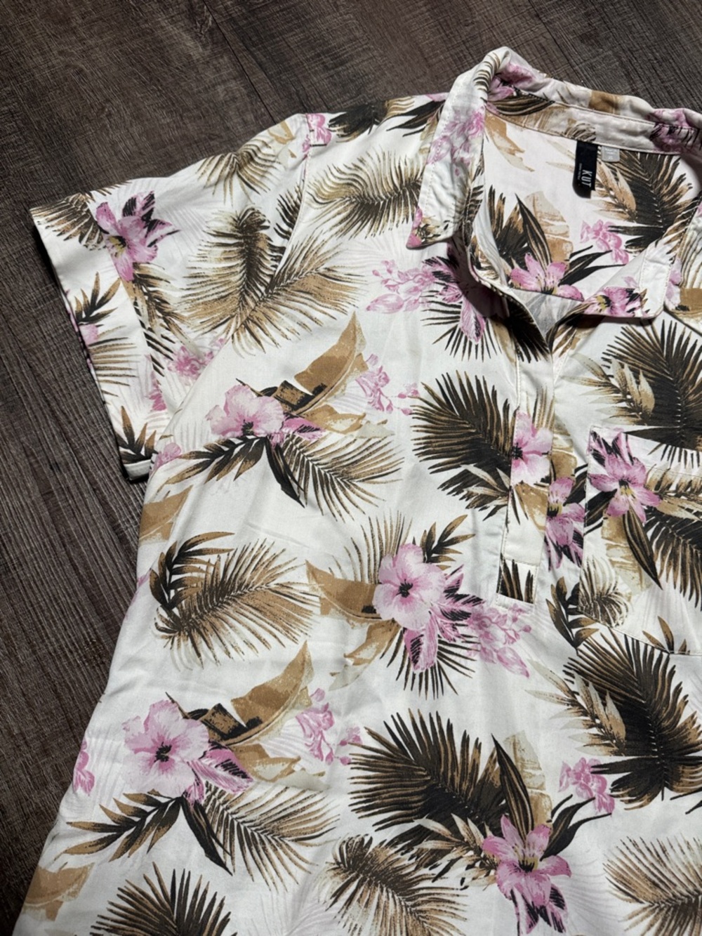 Kut from the Kloth Floral Button-Up Shirt Dress - Pink & Tan - Picture 2 of 9
